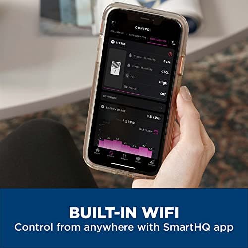 GE Smart Energy Star Portable Dehumidifier w/WiFi for Basement, Bedroom, Bathroom, Garage, Large Rooms up to 4500 Sq Ft, 50Pint w/Removable Bucket & Continuous Drain Connect for Auto/Manual Drainage 5