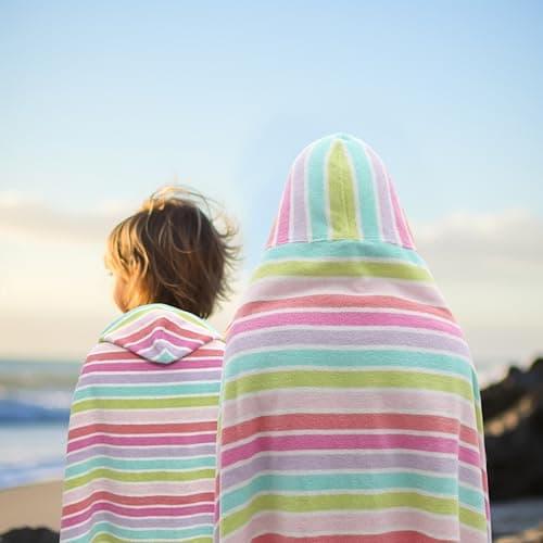 ORIGINAL KIDS Hooded Bath Towel Wrap - 100% Cotton Terry Large Oversized Hooded Kids Towel - Toddler Shower Pool Beach Towel - Super Soft Plush Absorbent Quick Dry Easy Care Gift - 30x60 - Pink Multi 7