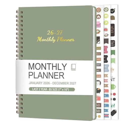 Monthly Planner 2026-2027, 2 Year Calendar 2026-2027 (Jan 2026 - Dec 2027), 7" x 10", 26-27 Monthly Calendar Planner, 24-Month Planning Book for Home School Office Supplies