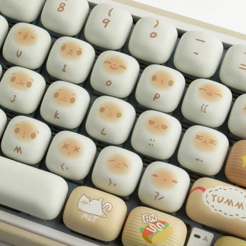 TYRIXKI PBT Keycaps 137 Keys MOG Profile Bun Cat Paradise Keycaps Dye-Sublimation Cute Keycap Set Custom Keycap for Cherry Gateron MX Swithes Mechanical Keyboards 7