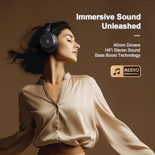 Calmbee Bluetooth Headphones, Hybrid Active Noise Cancelling Wireless Headphones Over Ear with Microphone, Up to 140H Playtime, Transparency Mode, Deep Bass, Clear Calls, Comfort fit for Travel, Home 5