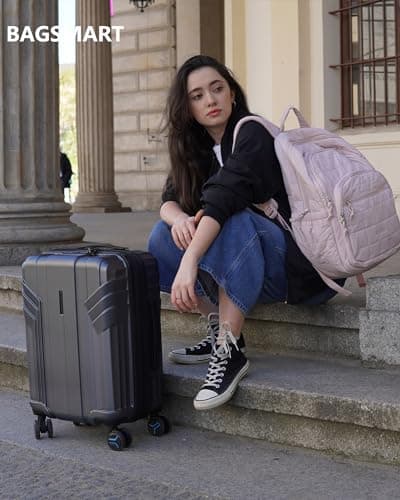 BAGSMART Expandable Carry On Luggage 22x14x9 Airline Approved, 1OO% PC Lightweight Hard Shell Suitcase, 20 Inch Travel Luggage with Spinner Wheels, Waterproof Rolling Suitcase, Gray… 9