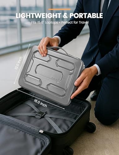 DOMISO 15.6 inch Laptop Sleeve with Handle Shockproof Waterproof EVA Protective Case for 15.6" Yoga 720 IdeaPad 310 320 ThinkPad T570/Legion 5 Gen 6/HP Envy 15/15.6" Notebooks, Silver 7