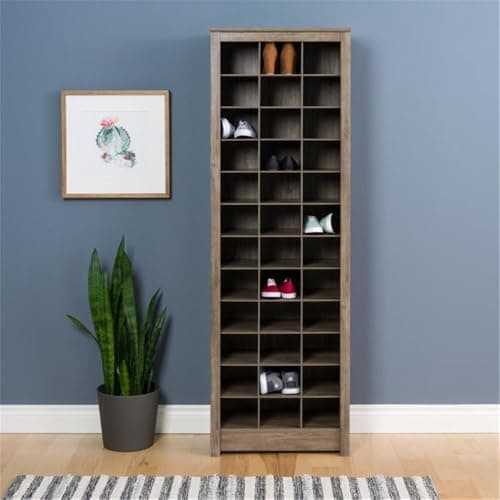 Prepac Gray Tall Storage Cabinet, Shoe Cabinet, Entryway Furniture with 36 Shoe Cubbies 13"D x 23.5" W x 72.5" H 4