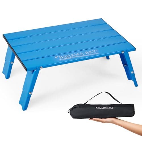 Old Bahama Bay Ultralight Aluminum Mini Table, 66lbs/30kg Weight Capacity, Foldable Small Beach Table with Retractable Legs, Suitable for Picnic Camping Outdoor Hiking