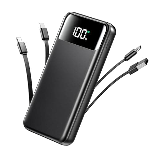 Portable Charger, 50000mAh Power Bank with Built in Cables, 22.5W Fast Charging Battery Pack, Portable Phone Charger for Travel Camping Essential,PowerBank Compatible with iPhone 17/16/15/14, Samsung