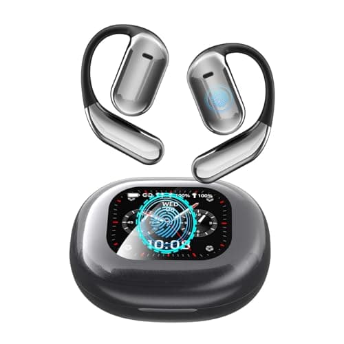 Piegricdiat Open-Ear Headphones | Ultra-Comfort, Lightweight Design, Snug Fit | Ergonomic Ear Hooks, Robust Bass, 80H Playtime, Bluetooth 5.4 App Control, Clear Calls, Wireless Earbuds (Black)