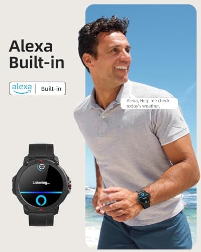 Parsonver Smart Watch, Alexa Built-in, GPS, Bluetooth Call & Text, 30M Water-Resistant 100+ Sport Modes, 1.38" HD Rugged Outdoor Fitness Tracker for Men, SpO2 Heart Rate Sleep Tracker for Android iOS 6