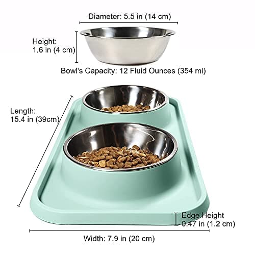 L.D.Dog Cat Food Bowls, Cat Bowls Non-Skid and Non-Spill Silicone Pads with PP Stand, Removable Stainless Steel Food and Water Dishes for Cats, Small Size Dogs 5