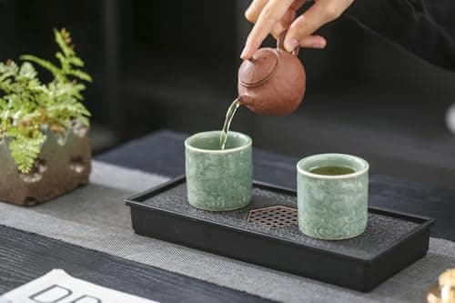 Dicmracy Ceramic Espresso Cups Set of 2 or 4-3oz Demitasse Cups for Coffee & Tea, No Handles, Durable & Dishwasher Safe (green, 2) 8