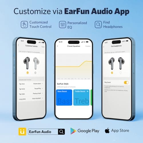 EarFun Air 2 Wireless Earbuds, 10mm Drivers with LDAC Bluetooth Earbuds, Hi-Res Audio, Bluetooth 5.3 with Multipoint Connection, 4 Mics, Wireless Charging, 40H Playtime, App Customization, IPX7 8