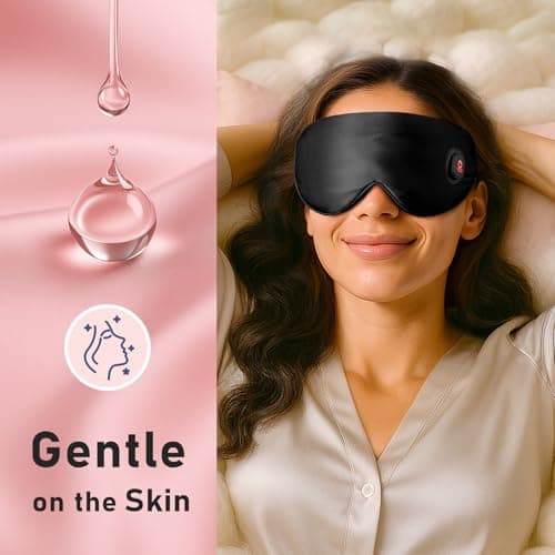 LitBear Heated Eye Mask, Silk Cordless Warm Eye Compress for Dry Eyes, Light Blocking Heat Eye Mask for Women Men, Soft Eye Heating Pad for Dry Eyes, Travel, Rechargeable, Washable Cover (Black) 6