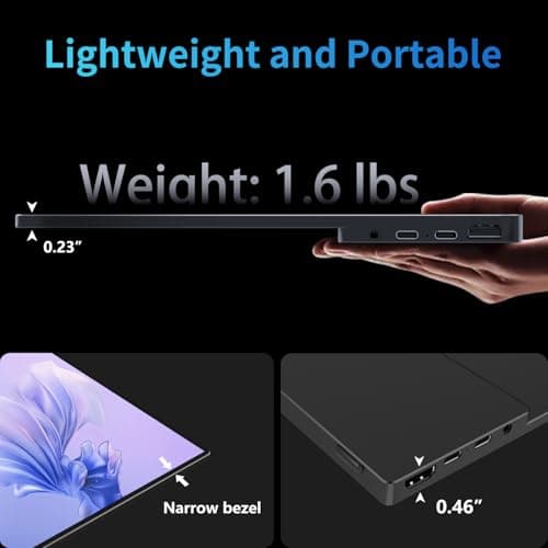 DAMRAPT 16" OLED Portable Monitor 4K 16:10, 3840x2400p, 100% Adobe RGB, 10-Bit, 400+ Nits, 100000:1 Contrast,Ultra-Slim Travel Monitor with Seelve Case, External for Laptop, Mac, PC, Game Consoles 4