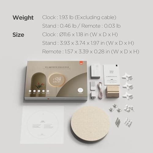 mooas Full Moon LED Silent Wooden Digital Wall Clock with Remote Control, Backlight Nightlight Digital Wood Wall Clock, Sunrise Alarm Melody, 5 Level Brightness Modern Decorative Office Livingroom 9