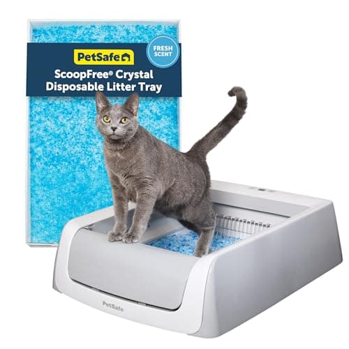 PetSafe ScoopFree Crystal Pro Legacy Self-Cleaning Automatic Litter Box - Uncovered Motion-Sensing Cat Box with Integrated Health Counter - Includes 1 Disposable Crystal Litter Tray