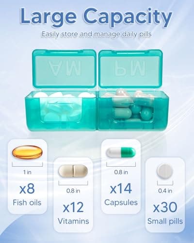 Monthly Pill Organizer 2 Times a Day – Yonlog Large Medicine Box with Weekly Travel Bag, Pill Cutter, Easy-Open Pick, Pill Taker Tool, and 2 Medication Stickers (Black, 2 Times a Day) 5