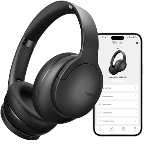 DOQAUS Bluetooth Headphones Over Ear Wireless, 90H Playtime, BT 5.4, 9 EQ Modes via App, Movie & Sleep Mode, HiFi Deep Bass, Memory Foam for Travel, Gym, Phone, PC - Christmas Gifts Stocking Stuffers