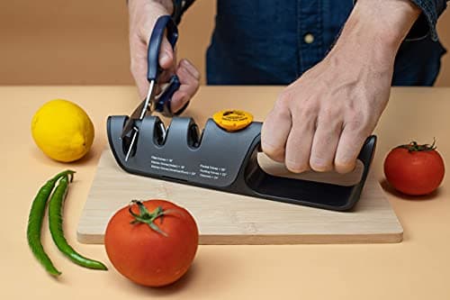 RazorSharp™ Knife Sharpener With Adjustable Angle Guide — Diamond-Coated Ceramic Sharpening Stones for All Knives Including Precision Kitchen, Professional, Chef's Knives — Non-Slip Rubber Edge Grip 8