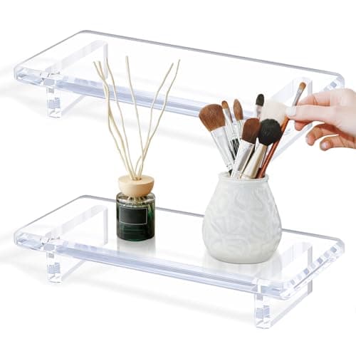 2Pack Acrylic Counter Tray Organizer. Multi-Purpose Kitchen & Bathroom Sink Tray Decor for Soap, Perfume, Vanity, Candles, Plants - Countertop Holder, Space-Saving Modern Home Décor （Small ）