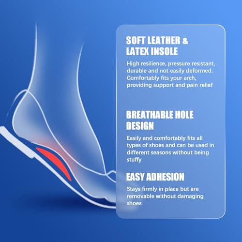 Arch Support Inserts for Flat Feet - Unisex Self - Adhesive Latex Arch Pad for Relieve Pressure and Feet Pain - Arch Support Insoles for Men & Women 1 Pairs (L, Beige) 7