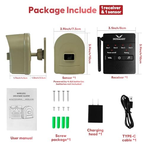 1/2 Mile Hosmart Driveway Alarm Wireless Sensor System & Driveway Sensor Alert System Weatherproof Security Outdoor Motion Sensor & Detector 9