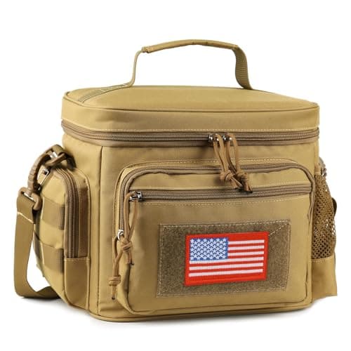 ATRIPACK Lunch Box for Men, Tactical Lunch Bag MOLLE Webbing Leakproof Insulated Large Lunch Cooler Women Adult Meal with Adjustable Shoulder Strap Durable Lunch Pail (Brown)