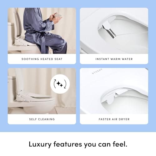 TUSHY Cloud+ Electronic Bidet Heated Toilet Seat | Intelligent Remote w/Personal Settings, Instant Warm Water, Heated Seat and Air Dryer, Automatic Deodorizer (Night Light & Soft Close), Elongated 7