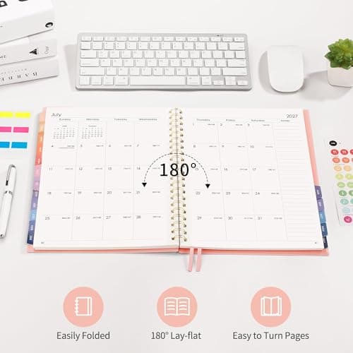 RETTACY 2026-2027 Monthly Planner, Jan 2026 - Dec 2027, Large Size (8.5" x 11"), Agenda, Calendar, 24 Month Tabs, Flexible Plastic Cover, 100 GSM Thick Paper, Spiral-bound (Pink) 7