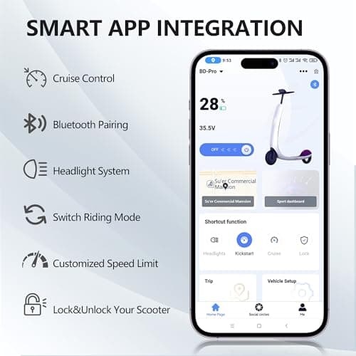 Electric Scooter, 350W Peak Motor, Up to16 MPH, 16 Miles Long-Range, 8.5" Solid Tires, Dual Suspension, EABS Braking, APP Control, Yellow Commuting Foldable E-Scooter for Adults 7