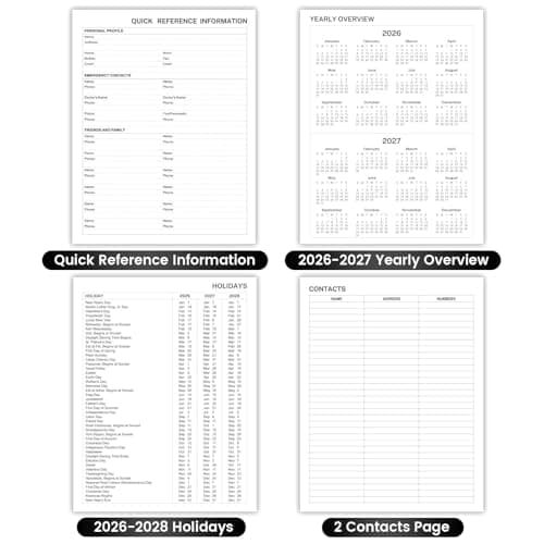 2026-2027 Planner - Weekly Monthly Planner 2026-2027, 8" x 10", JUL.2026 - JUN. 2027, Academic Calendar with Weekly Note Page, Hardcover, Pen Loop, Elastic Band, Inner Pocket 5