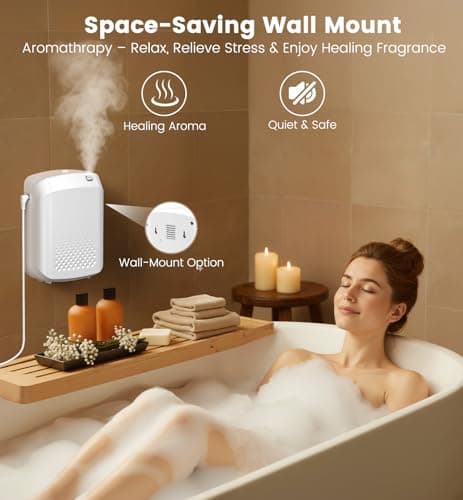 Waterless Essential Oil Diffuser 3000 Sq.Ft Coverage for Large Home Hotel Office, 400ml Cold Air Scent Machine for Aromathrapy, Bluetooth App Control, No-Noise Aroma Diffuser On Wall Gift for Her 6