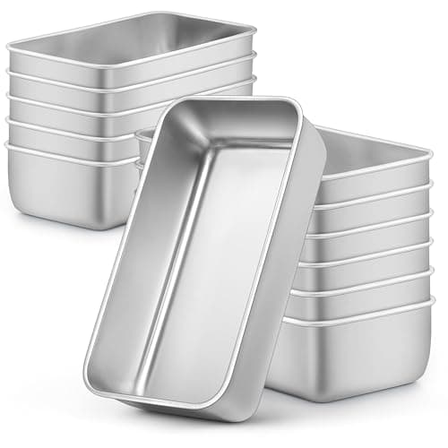 LIANYU Bread Loaf Pans Set of 12, 9x5 Inch Stainless Steel Bread Baking Pans for Homemade Sourdough, Sandwich, Meatloaf, Easy Release & Dishwasher Safe