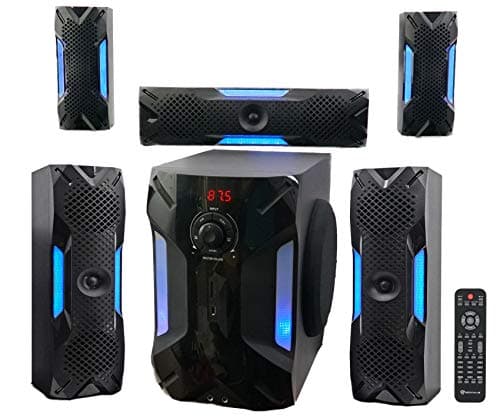 Rockville HTS56 1000W 5.1 Channel Home Theater System, Bluetooth, USB, 8" Subwoofer, LED Light Effects, Remote Control, Optical Input, for Movies, Music & Karaoke