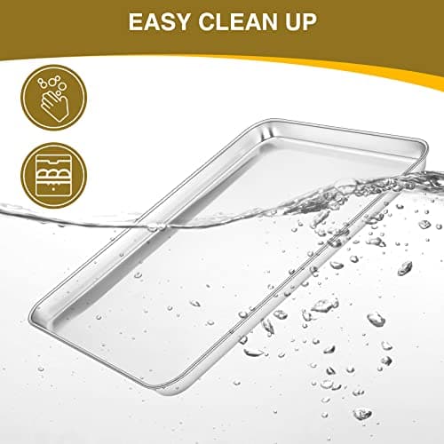 Wildone Baking Sheet with Rack Set (3 Pans + 3 Racks), Stainless Steel Baking Pan Cookie Sheet with Cooling Rack, Non Toxic & Heavy Duty & Easy Clean 7