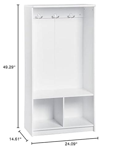 ClosetMaid KidSpace Wood Storage Locker, 2 Cubby Cube Compartments, Open Storage, 3 Hooks, for Coats, Backpacks, Jackets, White Finish 8