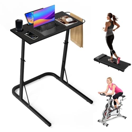 HOMELYM Treadmill Desk Small Adjustable Height Standing Desk for Walking Pad, Trainer Stand Table for Indoor Bike, 32/47 Inch Portable Bar for Treadmill Walking Pad Spin Bike Exercise Equipment