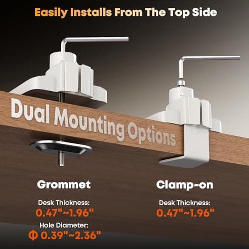 PUTORSEN 17-49”Premium Aluminum Heavy Duty Dual Monitor Arm for Ultrawide Screens up to 44lbs, Vertical Stacked Dual Monitor Desk Mount, Full Motion Dual Vertical Monitor Mount, VESA 75/100, White 7