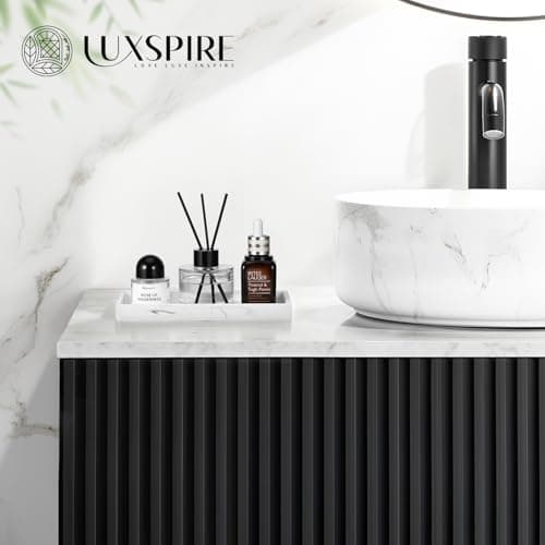 Luxspire Bathroom Vanity Tray - 2 Pack (7.9" x 4") Silicone Soap Dish for Kitchen Countertop, Bathroom Counter Tray for Soap Dispenser Perfume Jewelry Accessories, Marble White 6