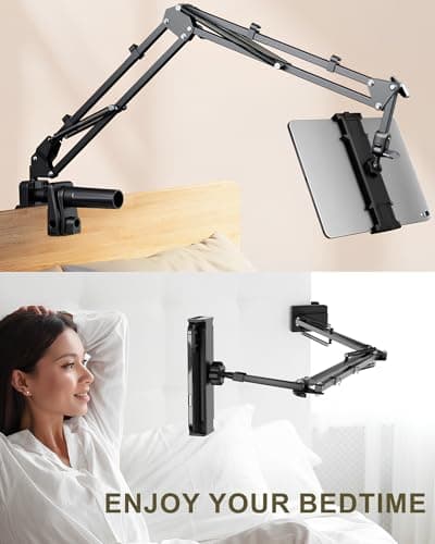 17.3" Portable Monitor Stand, Foldable Tablet Arm Mount for Desk, Kindle Holder for Reading in Bed, Adjustable Phone Stand Compatible with iPad Pro Air Mini, Samsung Galaxy Tab S9, Kindle, Cell Phone 7