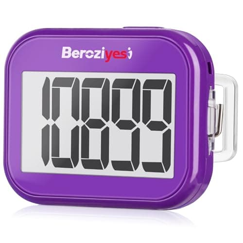 3D Pedometer for Walking, Simple Step Counter for Walking with Removable Clip and Lanyard, Accurate Pedometers for Steps, Step Tracker with Large Display for Men Women and Kids (Purple)