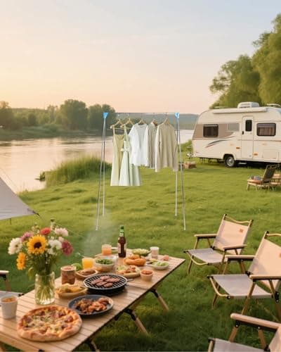 Ligtchser Portable Travel Garment Rack,Folding Clothes Rack for Dance,Travel,Camping, Drying,RV, Indoor,Outdoor. A Collapsible Mini Clothing Rack. 8