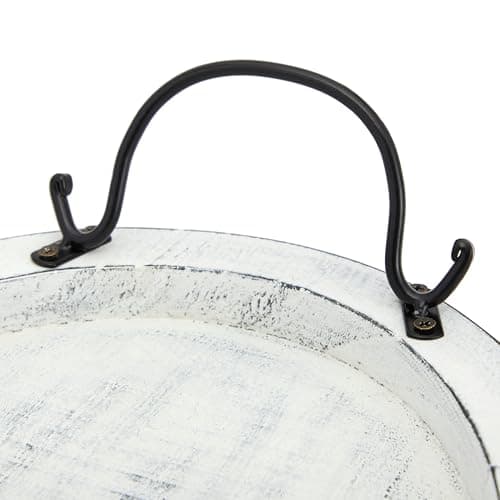 Farmlyn Creek Wooden Tray - 16 x 11 x 2 in, Rustic White Oval - Serving Platter with Handles for Coffee Table Decor & Bed Tray Use - Table Centerpiece for Farmhouse Decor 5