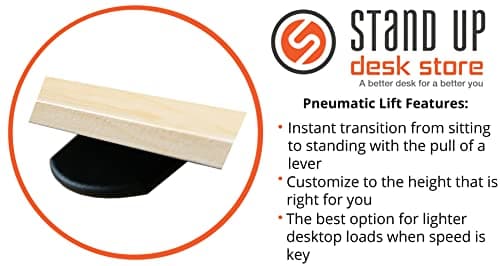 S STAND UP DESK STORE Pneumatic Adjustable Height Standing Desk Computer Workstation (Black Frame/Matte Black Top, 48in Wide 6