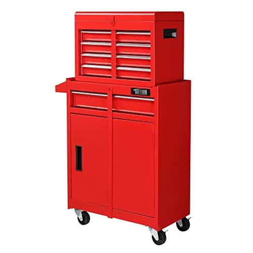TUFFIOM 5-Drawer Rolling Tool Chest, Tool Storage Cabinet w/Drawers, Lockable Wheels, Detachable Top & Adjustable Shelf, Mechanic Tool Organizer Box for Garage, Workshop, Warehouse & Repair Shop 10