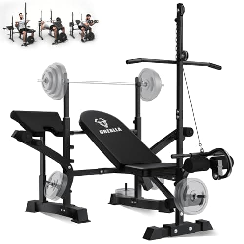 Adjustable Weight Bench Press Set - Full Body Strength Training Workout Bench, 8 in 1 Multi-Function Exercise Equipment with Leg Developer, Preacher Curl Pad, Chest Fly for Home Gym