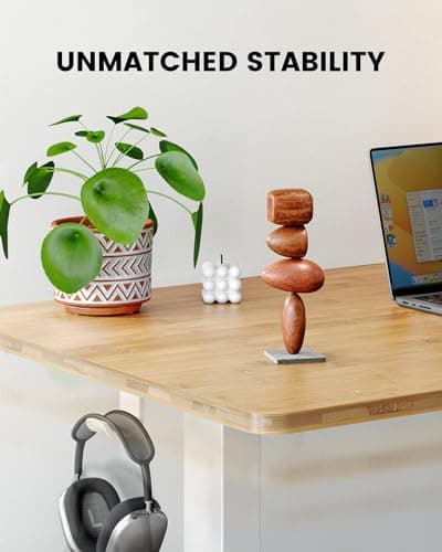 ErGear Whole Piece Standing Desk with Bamboo Desktop, Adjustable Stand Up Desk for Home Office, Electric Computer Desk Workstation with Cable Management Tray, 48x24 inch, Bamboo, EGESD64RB 7