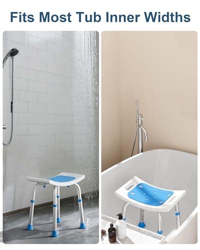 HOMLAND Shower Chair for Inside Shower, 400 lbs Adjustable Shower Stool with Suction Feet, Shower Seat for Inside Tub Bathroom Bench Bath Chair for Elderly and Disabled - Light Blue 8