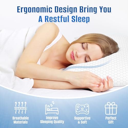 CushyOasis Shredded Memory Foam Pillow for Sleeping, Cooling Bed Pillows Set of 2, Adjustable Pillows for Side, Back, Stomach Sleepers with Washable Pillowcase (Queen Size, Grey) 6