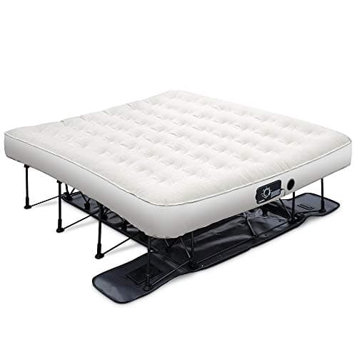 Ivation EZ®-Bed (King) Inflatable Air Mattress with Frame & Built-in Pump - 3 Min Self Inflate/Deflate - Raised Blow up Bed with Legs, Auto Shut Off, Premium Coil Design, Wheeled Portable Case