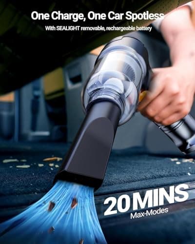 SEALIGHT Handheld Car Vacuum Cleaner, 4 in 1 Mini Vacuum Cleaner Air Duster, High Power Suction with Multi-Nozzles for Car, Home, Office, Pet 6